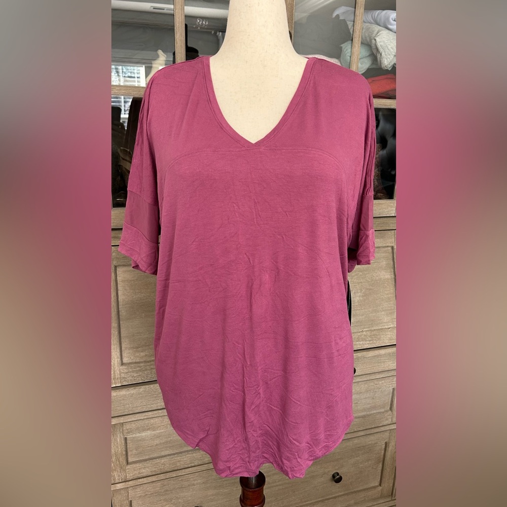 NWT Marc New York Pink V-Neck activewear Top- 2X